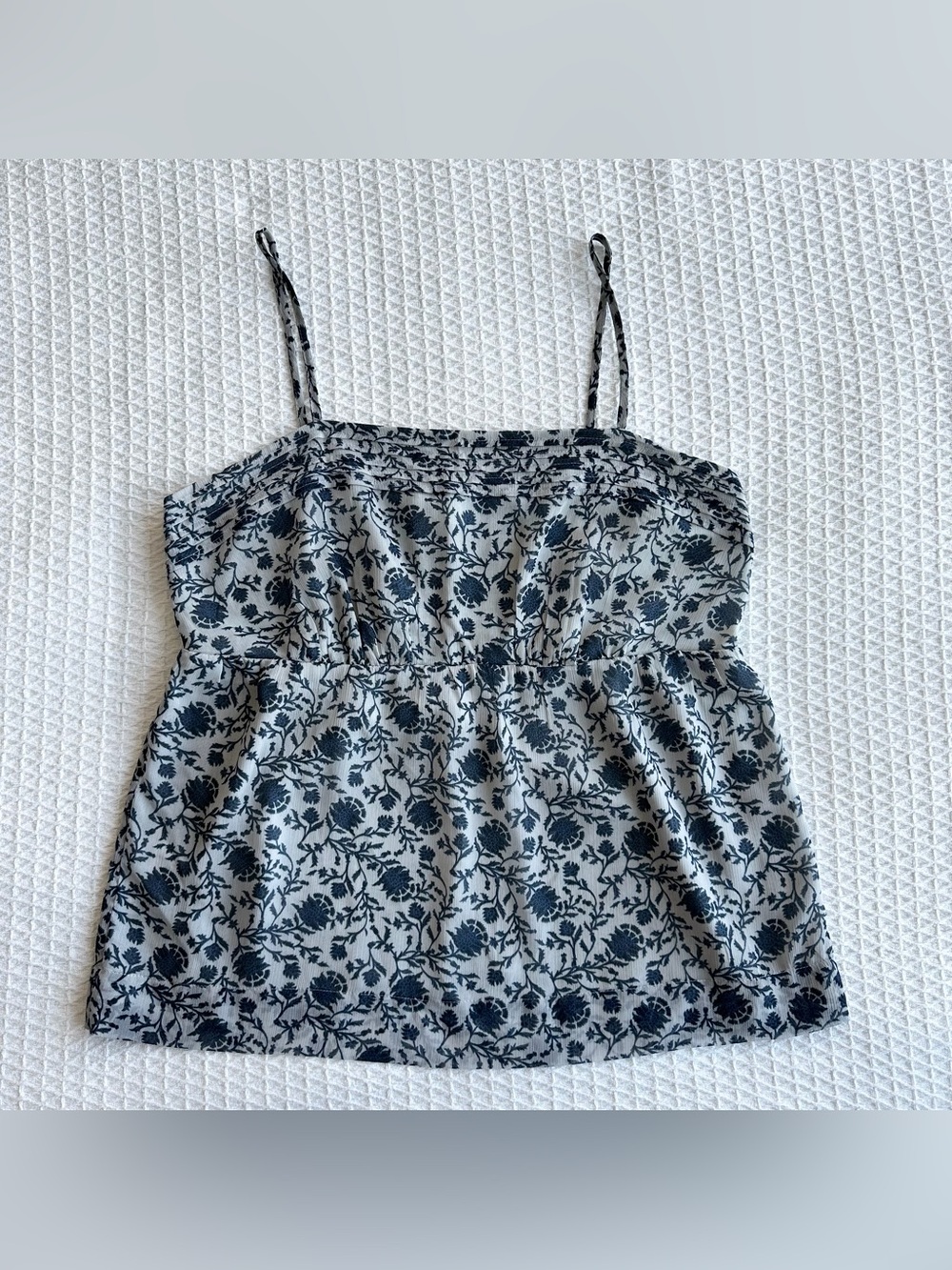 LOFT Blue and Gray Floral Spaghetti Strap Cami